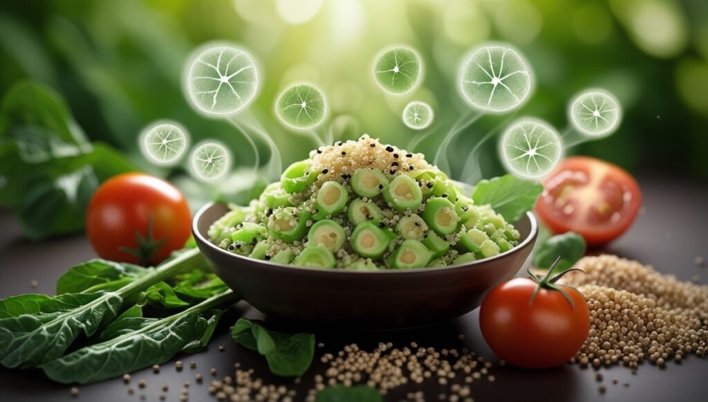Vegetais variados incluindo o maxixi