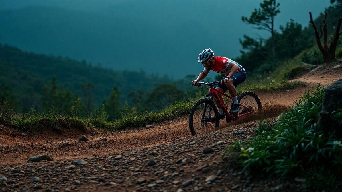 Habilidades descida mountain bike e controle na trilha